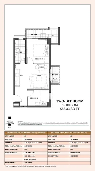 Tierra Lorenzo Lipa 2BR Unit 301