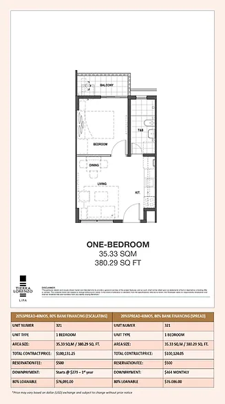 Tierra Lorenzo Lipa 1BR Unit 321