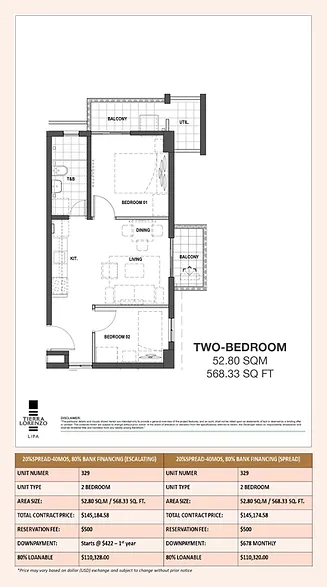 Tierra Lorenzo Lipa - 2BR Unit 329